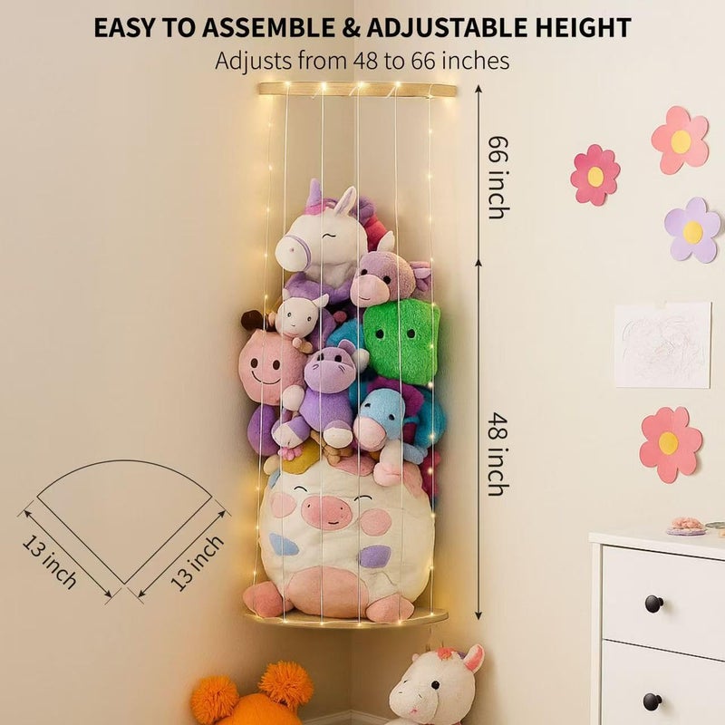 PUTSKA Nursery Furniture Hanging Organizer â€“ Wall Mounted Stuffed Animal Storage for Baby Room, Corner Plush Collection Display & Nursery Organization System, Space-Saving Vertical Storage - Plain - Image 2