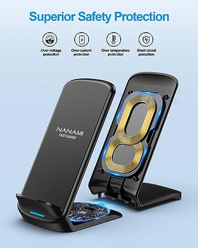 NANAMI Wireless Charger [2 Pack] - 10W Qi-Certified Fast Wireless Charging Stand for iPhone 17/17 Air/16/16 Plus/15/14/13/12,Cordless Phone Charger for Samsung Galaxy S25/S25 Ultra/S24/S23/S22,Pixel 6 - Image 3