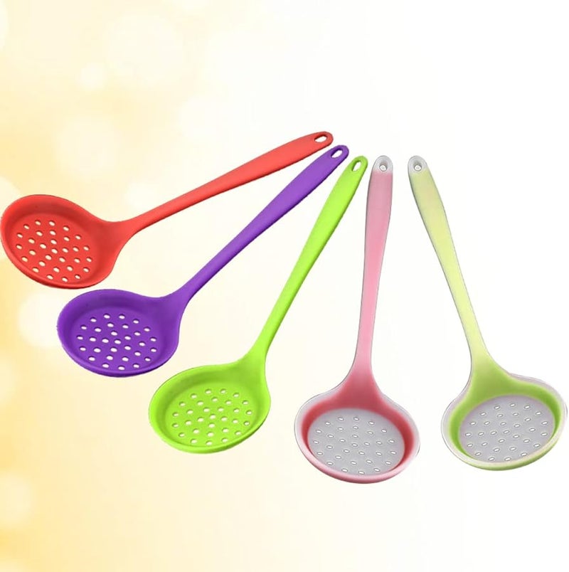 Professional Silicone Slotted Skimmer Non Stick Pasta Strainer Spoon Heat Resistant Kitchen Utensil Random Color - Image 5
