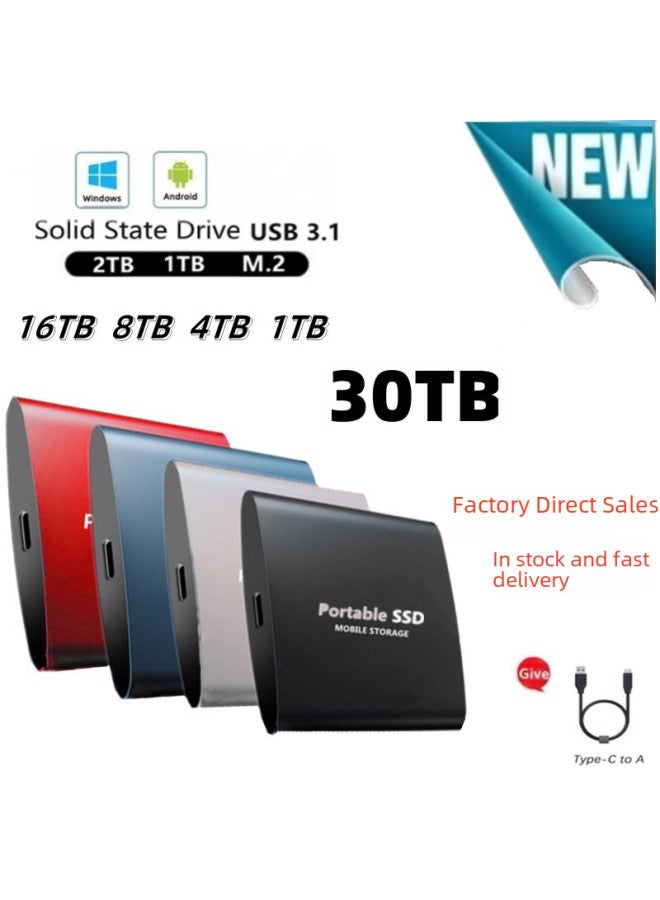 Expansion External SSD 1TB 2TB USB3.0 High-speed Transmission Mobile SSD 8TB 4TB-Capacity:2TB-Interface:Blue - Image 1