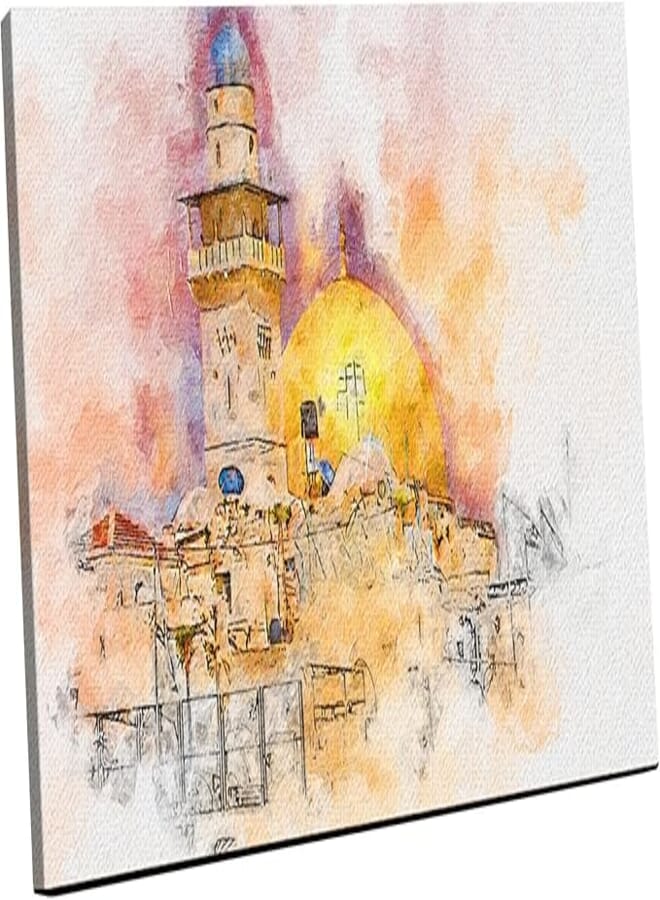 Home Gallery Canvas wall art, abstract framed portrait of al-aqsa mosque dome of the rock 90 w x 60 h x 2 d