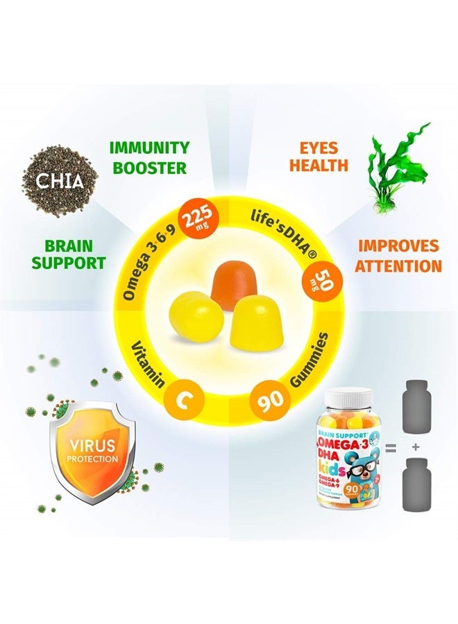 Dr. Moritz حلوى أوميغا 3 للأطفال والصغار مع أوميغا 6 و9 (90 قطعة) مكمل غذائي للأطفال من حمض الدوكوساهيكسانويك لدعم القلب والرؤية - بدون زيت سمك وخالي من الجلوتين وصحة المناعة وألياف نباتية قابلة للمضغ - Image 3
