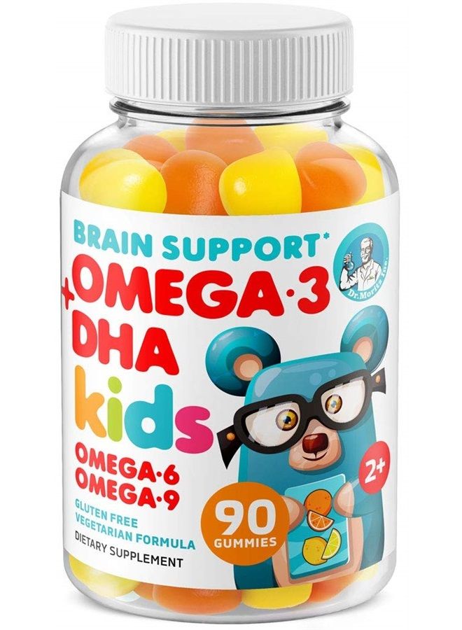 Dr. Moritz حلوى أوميغا 3 للأطفال والصغار مع أوميغا 6 و9 (90 قطعة) مكمل غذائي للأطفال من حمض الدوكوساهيكسانويك لدعم القلب والرؤية - بدون زيت سمك وخالي من الجلوتين وصحة المناعة وألياف نباتية قابلة للمضغ - Image 1