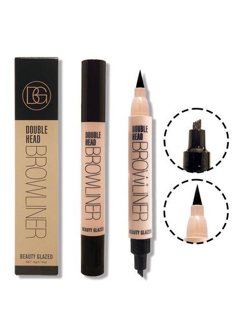 2 IN 1 Four Tiny Fork Tip Eyebrow Pen With Eyeliner, Micro-Fork Tip Applicator Eyebrow Pencil Long Lasting, Waterproof and Smudge-proof Eye Brow Makeup (3 Pack)