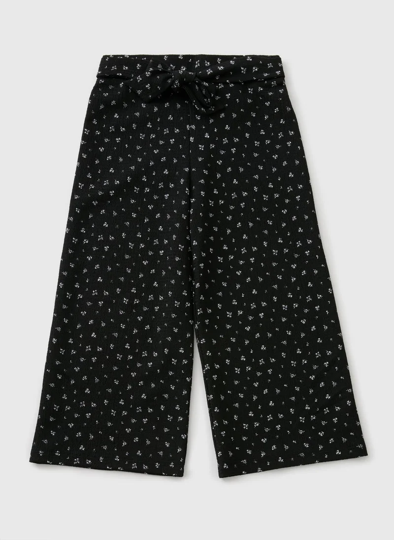 Matalan Girls Black Patterned Crinkle Culottes