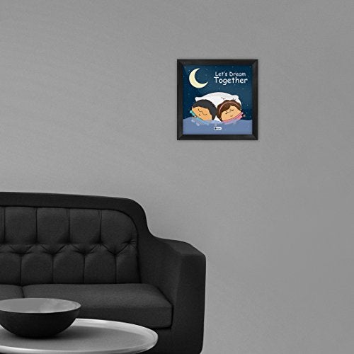 Indigifts Valentines Day Lets Dream Together Quote Cute Young Couple Holding Hands Blue Poster Frame 6x6 inches - Image 2