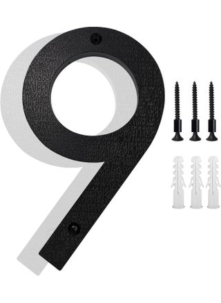 Hvatry 8’’ Modern Floating House Numbers for Outside, Large Black Shadow Home Number with Nails Kit, Easy to Mount for Exterior Address, Door, Garage Gate, Post Mailbox, Street, Farmhouse, Number 9 - pzsku/Z04085BC037F80FFA3369Z/45/_/1741640824/ceb23566-bddc-4a7f-9877-56d786bd1b9d