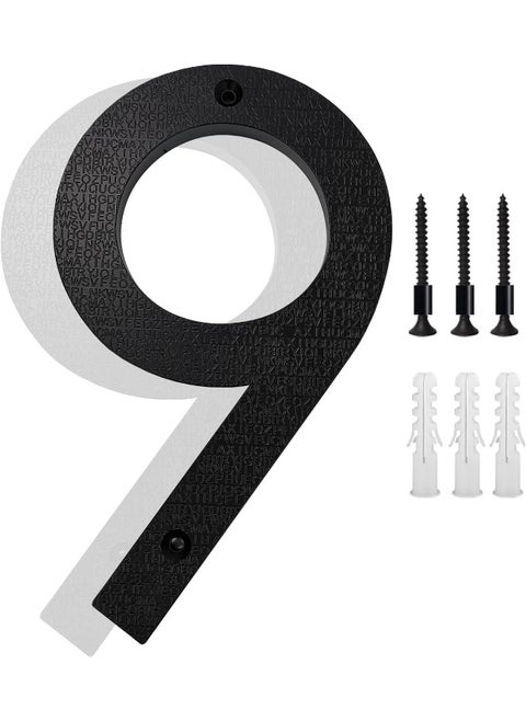Hvatry 8’’ Modern Floating House Numbers for Outside, Large Black Shadow Home Number with Nails Kit, Easy to Mount for Exterior Address, Door, Garage Gate, Post Mailbox, Street, Farmhouse, Number 9