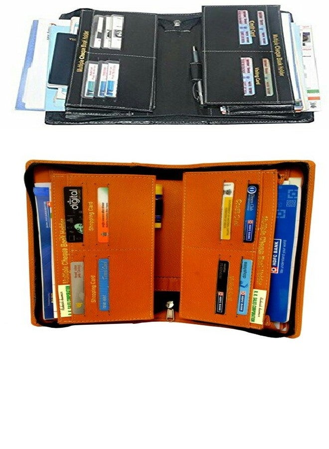 Pareek the perfect expanding combo of 2 cheque book with multiple expand cases and pockets for passport,office,school lots of use (set of 2)= 1yellow+1black - Image 1