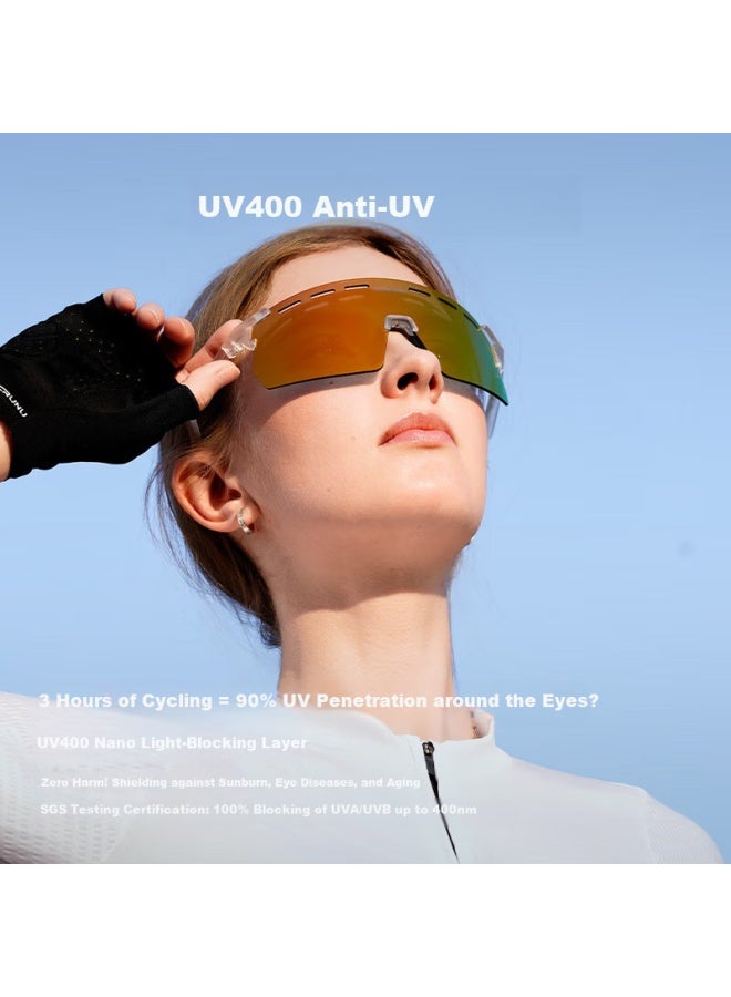 Acrunu Day And Night Dual-use Cycling Gl Uni Windproof Sandproof Frameless Goggles Transparent Grey Frame - Color-changing - Image 3