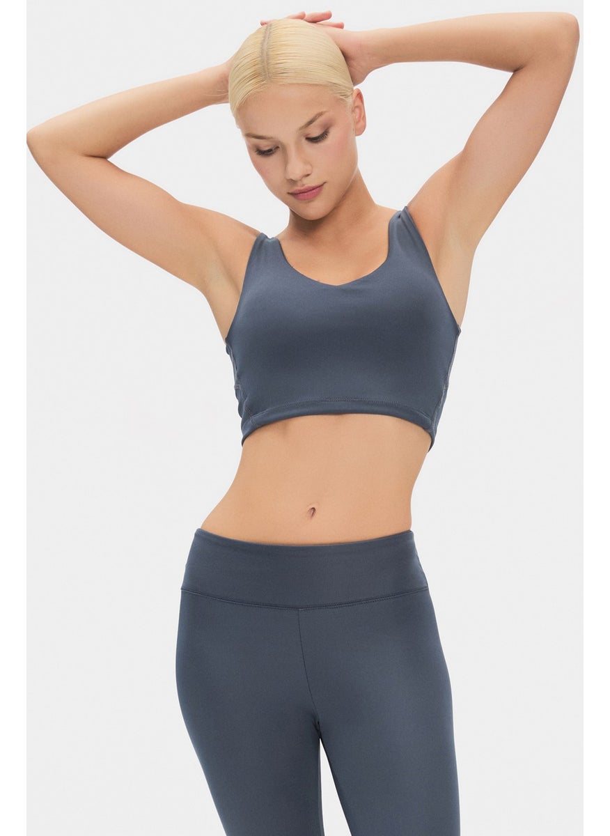 JOYSTAR - Women's Black V Neck Lightly Supported Covered Thick Strap Sports Bra - Image 1
