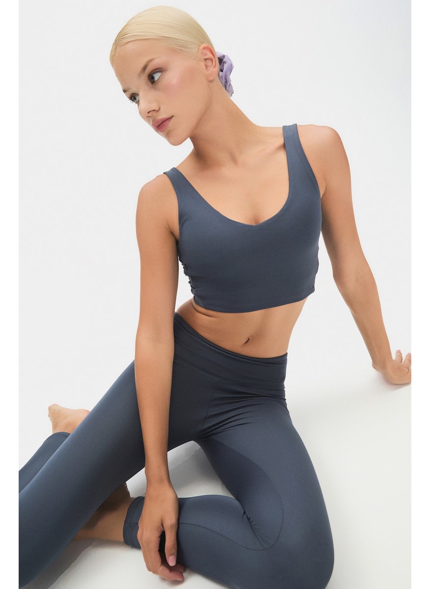 JOYSTAR - Women's Black V Neck Lightly Supported Covered Thick Strap Sports Bra - Image 1