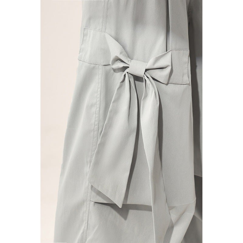 Grey Bow Casual Pants Women'S Summer Thin American-Style Quick-Drying Covers Sweet Cool Style Straight Wide-Leg Long Pants - Image 4