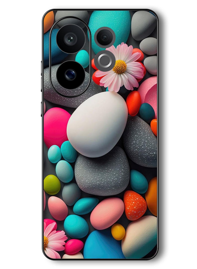 Theodor Case Compatible with Vivo V60 6.77 Inch Protection Shockproof Bumper Cover Colourful Stones - Image 1