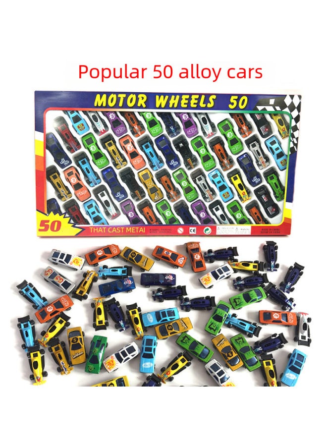Alloy Car 50 Color Box Gift Box 50 50 Children's Toy Car Alloy Sliding Car-Color:50 Mixed  - Image 1