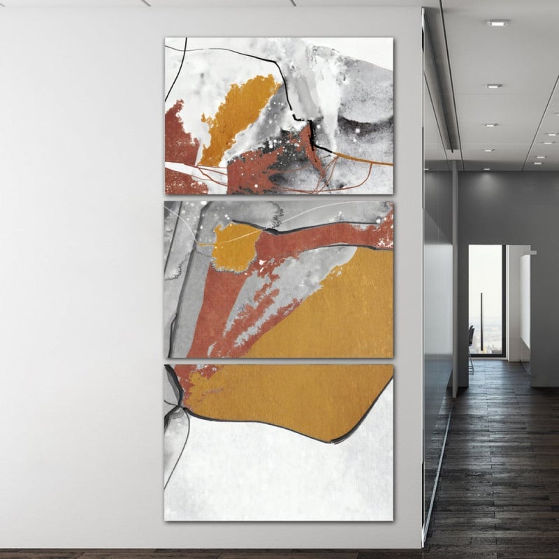 Marktna Three abstract canvas paintings with a hollow frame, measuring (150×70), three pieces - Image 1