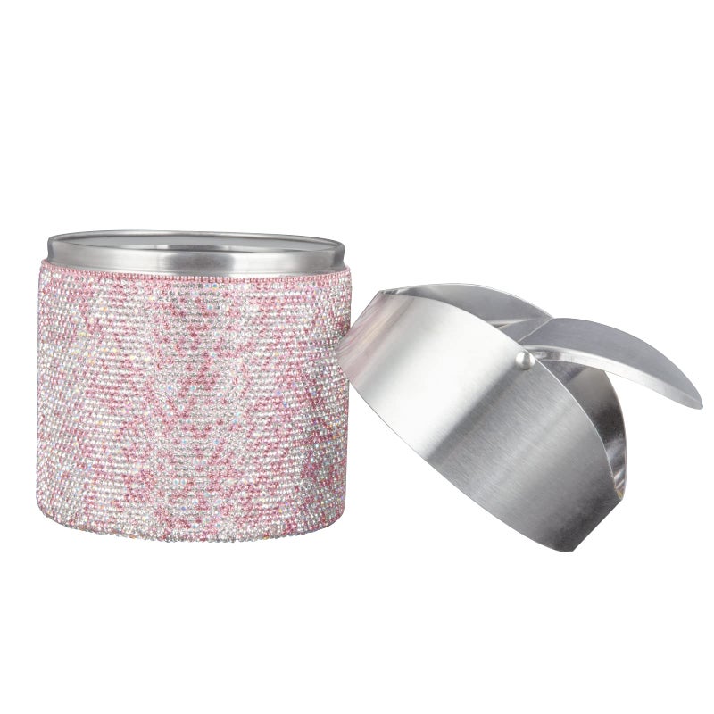 KEYPOWER Bling Rhinestone Mini Trash Can Tiny Waste Can with Swing Lid Stainless Steel,Suitable for Countertop,Car,Table Desk(Pink) - Image 2