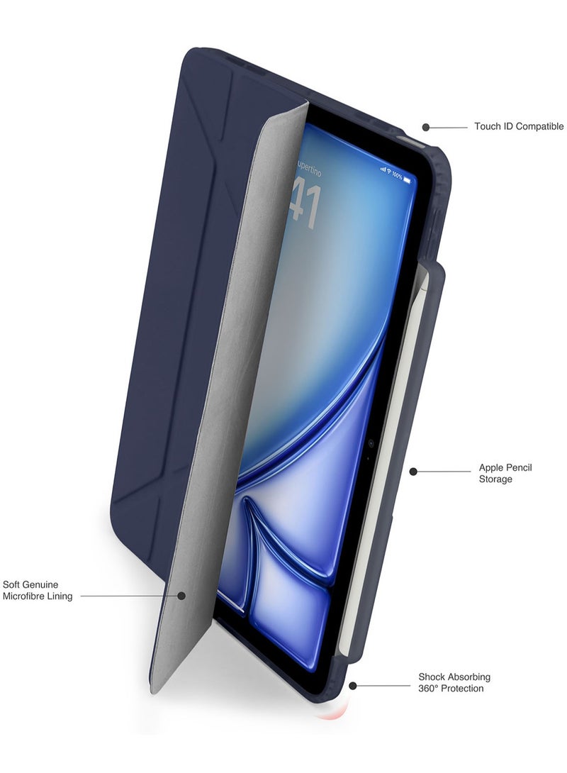 Pipetto Origami No3 Pencil Case for Apple iPad AIR 13 inch Case (2024) M2 Smart Cover with 5 in 1 Stand - Dark Blue - Image 3