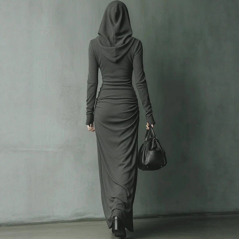 Women's Slim Fit Hooded Long Sleeve Maxi Dress - Image 2