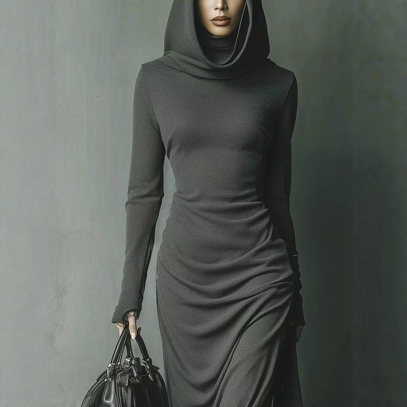 Women's Slim Fit Hooded Long Sleeve Maxi Dress - Image 4