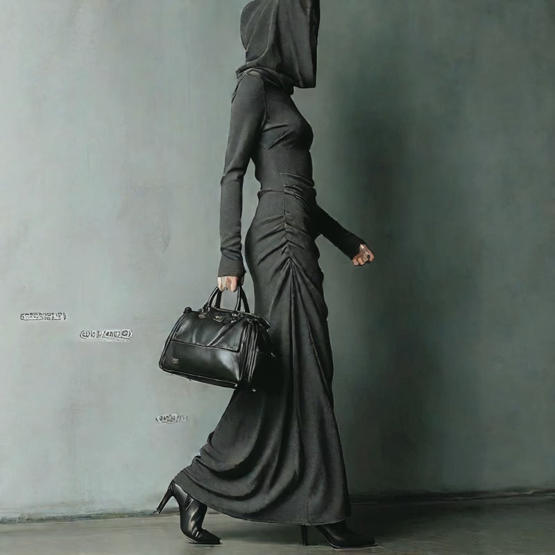 Women's Slim Fit Hooded Long Sleeve Maxi Dress - Image 3