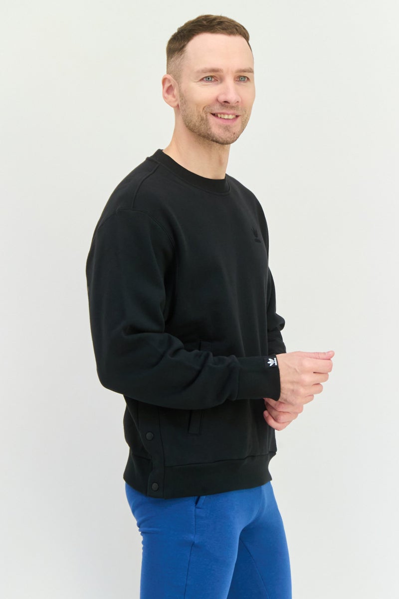 adidas Originals Men Sportswear Fit Long Sleeve Outdoor Sweatshirt, Black  - Image 3