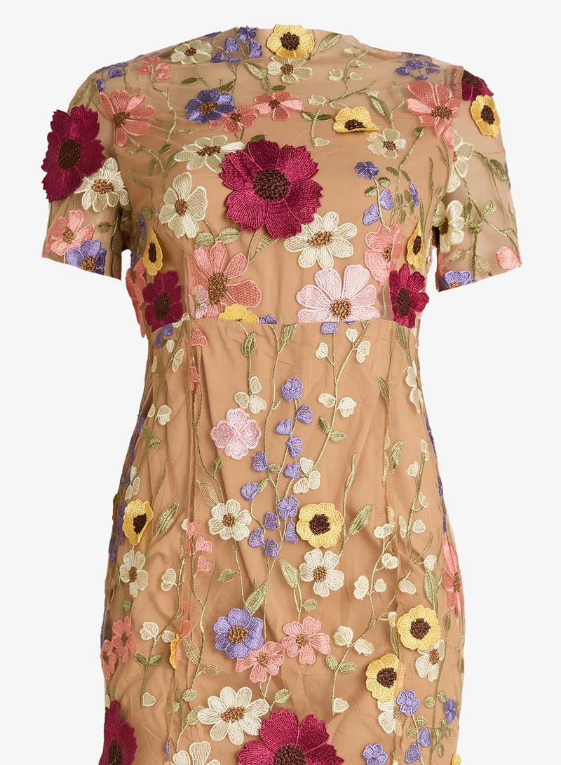 Ginger Boutique 3D Floral Embellished Bodycon Dress