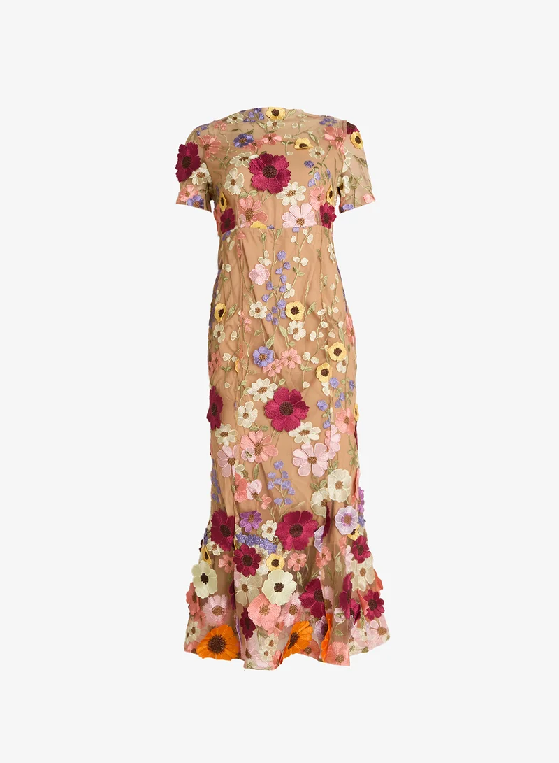 3D Floral Embellished Bodycon Dress