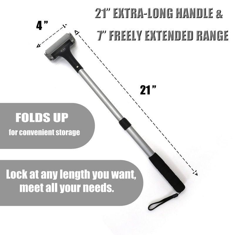 EASACE Lotion Applicator for Back & Body, Long Handle 21.5inch Adjustable Lotion Roller with 2 Replacement Roller for Back self(Silver) - Image 3