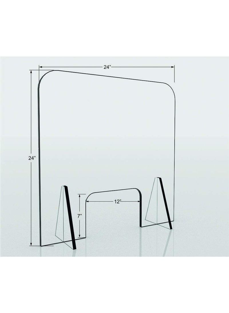 Sneeze Guard 24 x 24 Clear Acrylic Protective Plexiglass Shield for Counter Reception Desk Transaction Window Nail Art Cashier