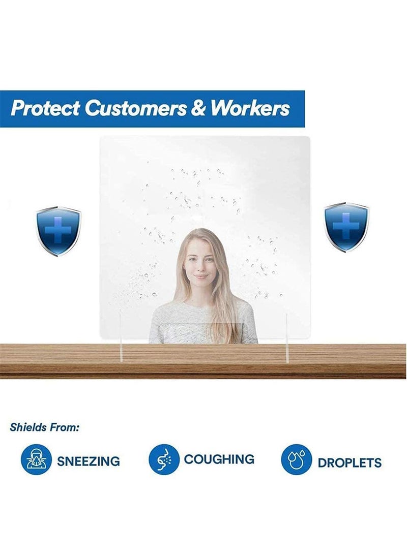Sneeze Guard 24 x 24 Clear Acrylic Protective Plexiglass Shield for Counter Reception Desk Transaction Window Nail Art Cashier