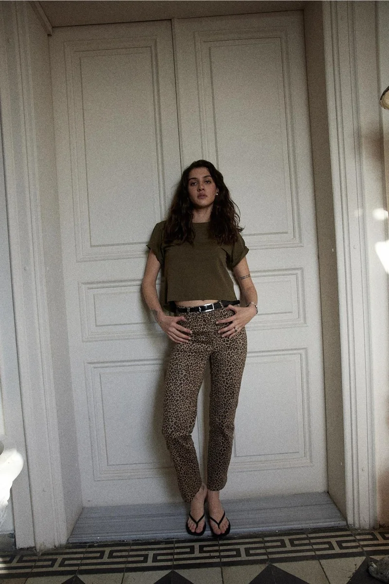 Suud Collection Saud Collection Brown Leopard Crop Trousers