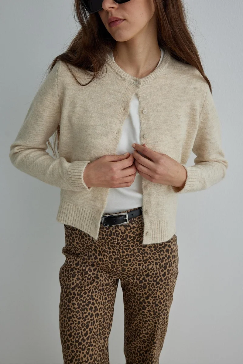Suud Collection Saud Collection Brown Leopard Crop Trousers