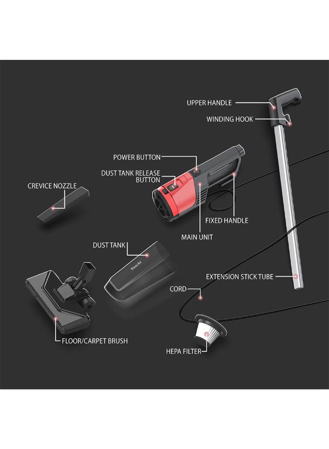 Saachi 2-in-1 Stick & Handheld Vacuum Cleaner NL-VC-1109-BK, HEPA Filter, 0.6L Dust Tank, Rotating Brush, Lightweight Corded Vacuum NL-VC-1109 black - Image 5