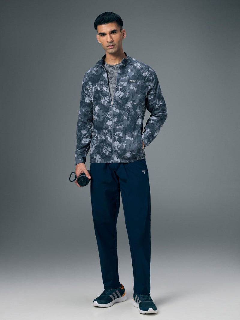 TECHNOSPORT Men's Slim Fit All Over Print Jacket for Sports, Gym & Regular Use - (MJPM92CTS005_Cobalt Squardon_XL) - Image 4