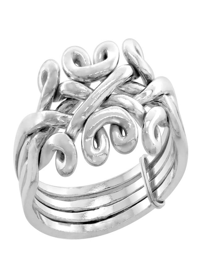 سابرينا سيلفر خاتم فضة إسترليني بتصميم أحجية من 4 قطع، ملفوف بسلك معدني، مناسب للرجال والنساء، عرض 12.5 مم، مقاس 8 - Image 2