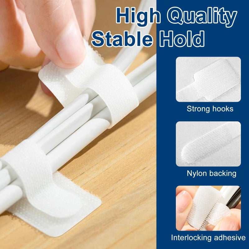 REDAMANCY Under Desk Cable Management, 60 Desk Cable Holder, Strong Adhesive, Eco-Friendly Cable Organization, Adjustable Hook and Loop Cable Ties - Image 5