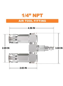 SYOSI Air Hose Connectors 2 Way Air Hose Splitter Fittings 1/4 in NPT Air Compressor Fittings High Pressure Resistance Air Manifold Swivel 360 Degrees Connectors Air Compressor Accessories  - Image 2