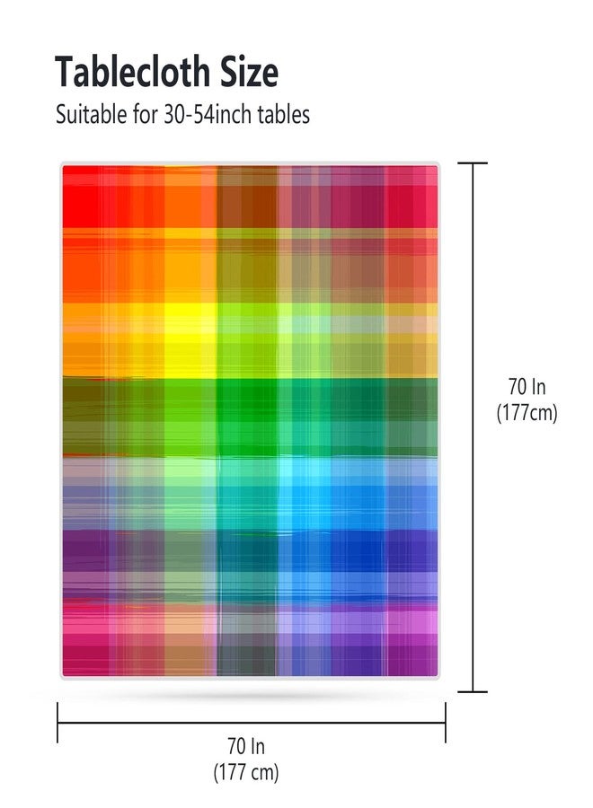 VVA Vintage Square Rainbow Tablecloth - Stain Wrinkle Reusable Resistant Washable Polyester Colorful Plaid Square Table Cloth for Dining Rooms Kitchens Indoor Outdoor Events 70" - Image 2