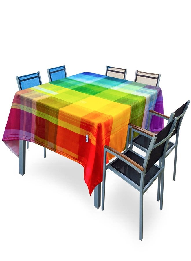 VVA Vintage Square Rainbow Tablecloth - Stain Wrinkle Reusable Resistant Washable Polyester Colorful Plaid Square Table Cloth for Dining Rooms Kitchens Indoor Outdoor Events 70" - Image 1