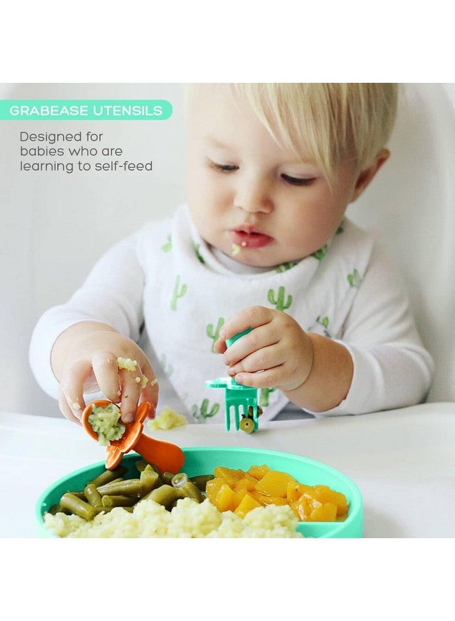 Grabease Baby Spoons and Forks Utensils for Toddlers Infants BPA-Free & Phthalate-Free Baby Silverware, 2 Sets, Mint and Orange - Toddler Spoon - Image 2