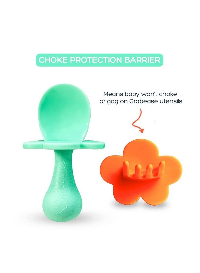 Grabease Baby Spoons and Forks Utensils for Toddlers Infants BPA-Free & Phthalate-Free Baby Silverware, 2 Sets, Mint and Orange - Toddler Spoon - Image 3