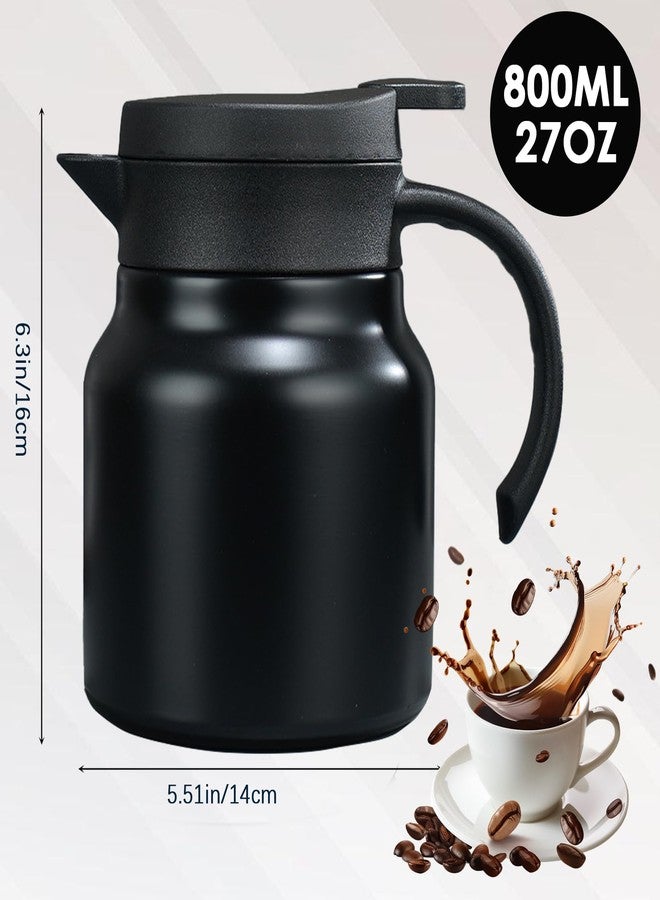 Folemah 27 oz Single Stainless Steel Thermal Coffee Carafe, Double Wall Vacuum Insulated Creamer Container, Beverage Dispenser for Milk and Hot Chocolate, Tea Pot. (Black) - Image 2