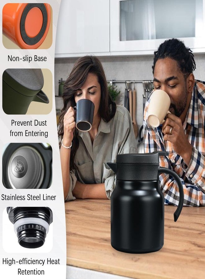 Folemah 27 oz Single Stainless Steel Thermal Coffee Carafe, Double Wall Vacuum Insulated Creamer Container, Beverage Dispenser for Milk and Hot Chocolate, Tea Pot. (Black) - Image 3
