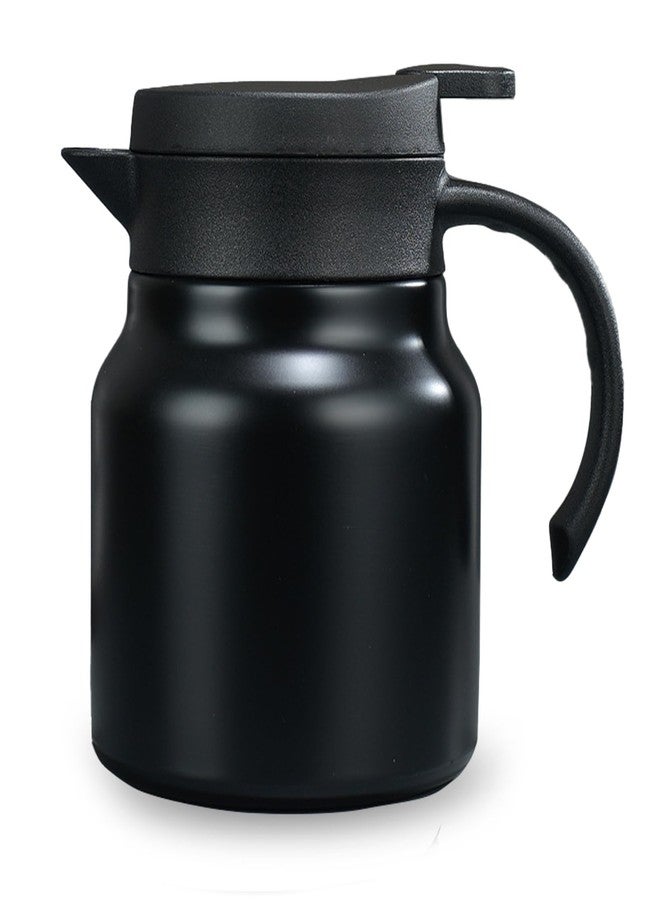 Folemah 27 oz Single Stainless Steel Thermal Coffee Carafe, Double Wall Vacuum Insulated Creamer Container, Beverage Dispenser for Milk and Hot Chocolate, Tea Pot. (Black) - Image 1