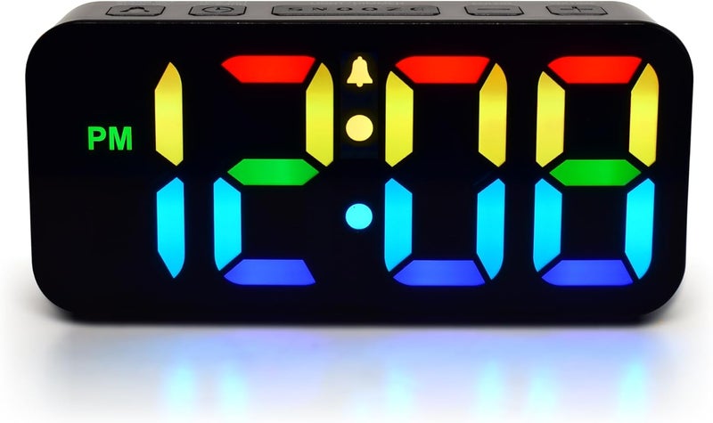 Westclox Digital Clock for Adults with 2 RGB Color Display Alarm with Adjustable Volume Large Snooze Button - Image 1