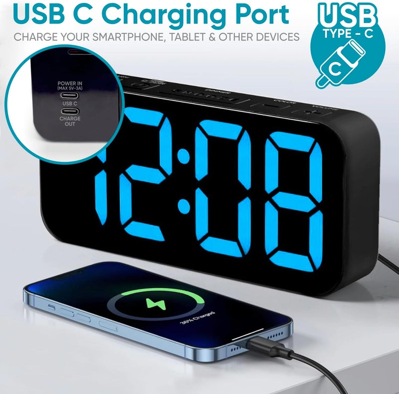 Westclox Digital Clock for Adults with 2 RGB Color Display Alarm with Adjustable Volume Large Snooze Button - Image 4