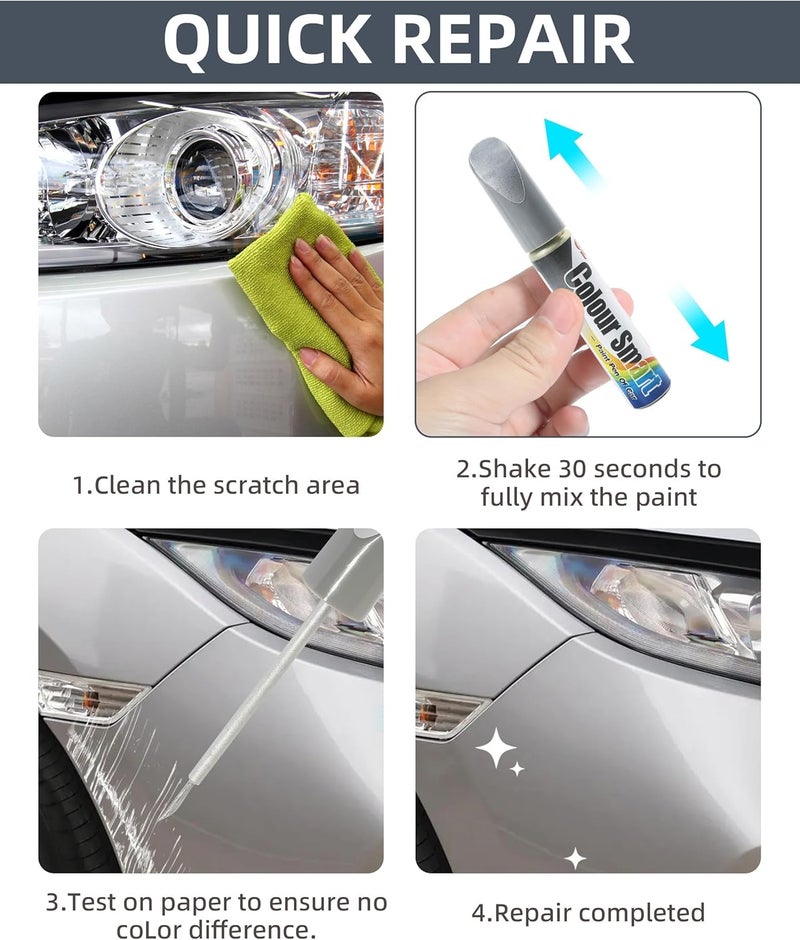 SWIUKPHE Car Scratch Remover, Car Paint Scratch Repair, Car Scratch Remover Pen, Car Accessories Car Pro Mending Car Remover Scratch Repair Paint Pen, Automotive Touch Up Paint (Silver) - Image 5