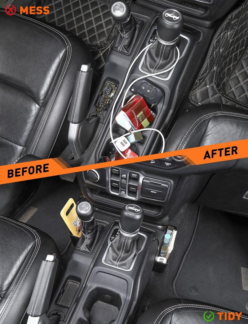 Savadicar GT-2 Shifter Storage Box, American Flag Gear Shift Tray, Center Console Organizer for 2018-2025 Jeep Wrangler JL JLU 4XE & Gladiator JT, Interior Accessories, Black,1 PC - Image 5