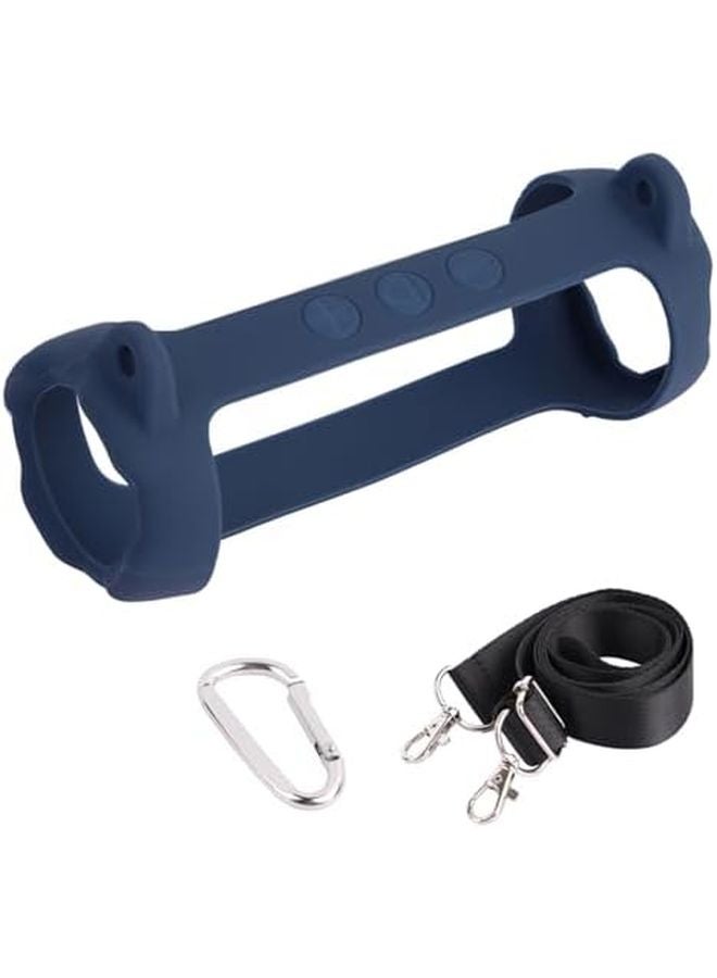 حافظة سيليكون زرقاء داكنة مضادة للانزلاق مع حزام قابل للتعديل لمكبرات الصوت الخارجية - Image 1